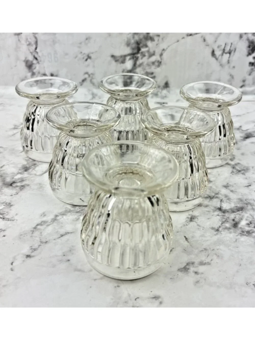 *Jeanette 6 Child’s Pedestal Glass Ice Cream Sundae Cup Egg Codder Vtg 1940-50’s